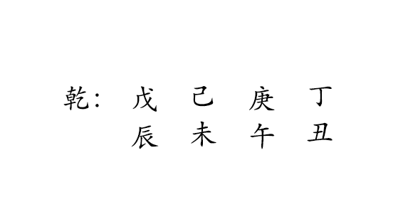 乾 : 戊 己 庚 丁 